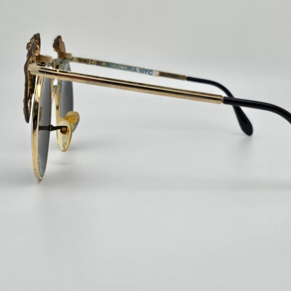 Mercura NYC Gold Brass Flying Monkeys Silver Mirror Vintage Aviator Sunglasses main image 13